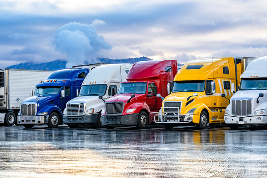 Semi truck driving on a highway